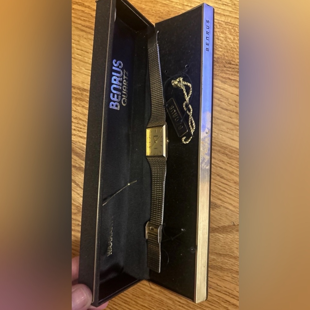 Benrus Vintage Quartz Gold and Black Watch